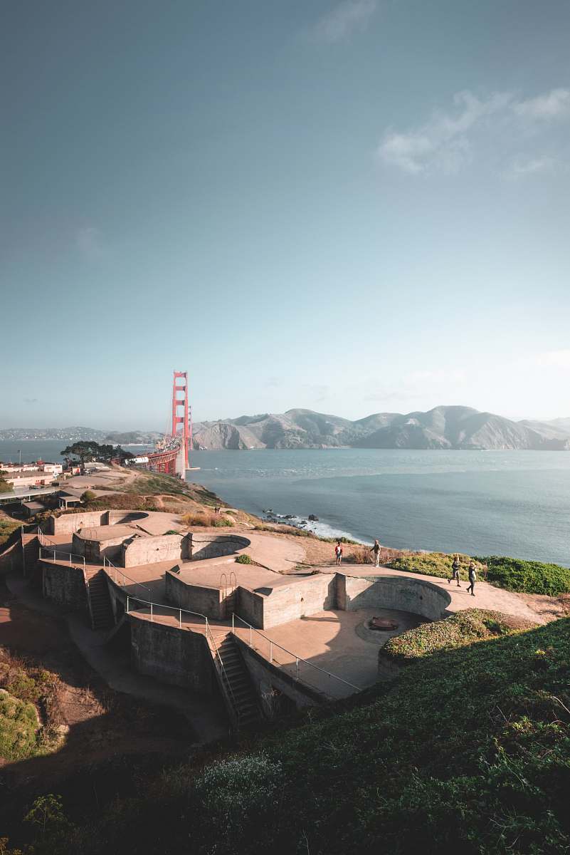 landscape aerial photography of concrete building near Golden Gate Bridge during daytime nature